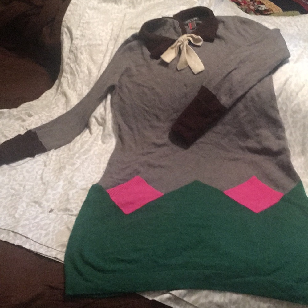 Orla Kiely 2 color-block 10% cashmere sweater dres